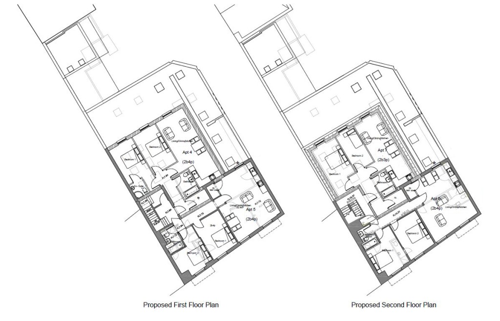 Lot: 142 - FORMER PUB AND HOTEL WITH PLANNING PERMISSION FOR RESIDENTIAL CONVERSION - Proposed First and Second Floor Plan